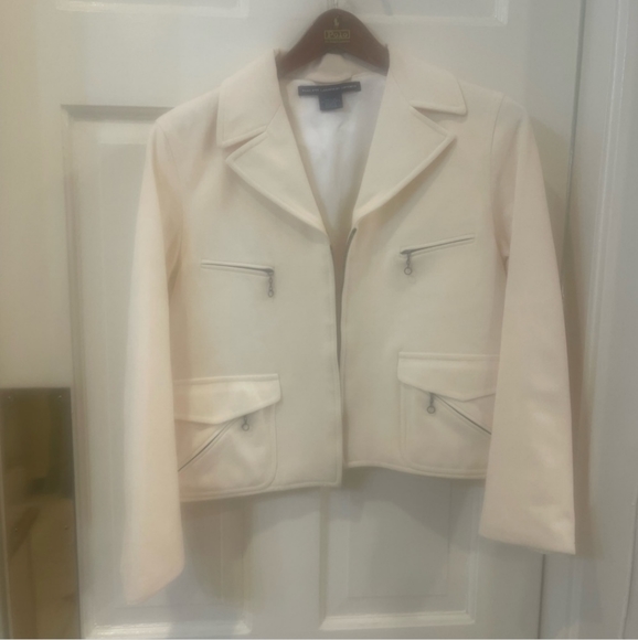 Ralph Lauren WOOL Moto Blazer Jacket Ivory Blazer Jacket - Picture 7 of 7